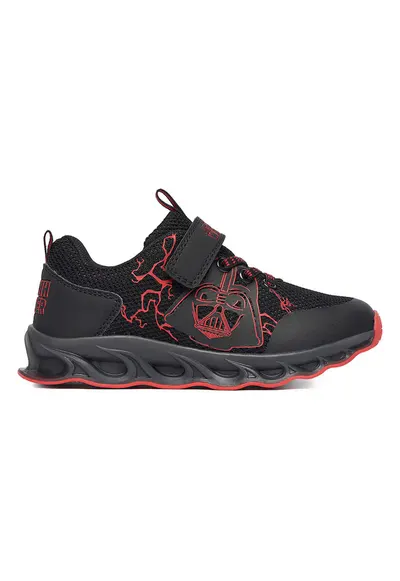 Pantofi sport copii - material textil - negru/rosu - inchidere Velcro