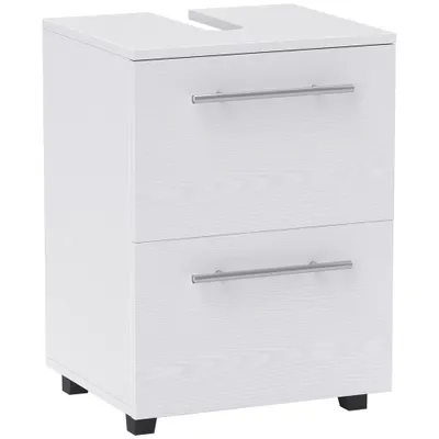 HOMCOM Dulap de Baie Sub Lavoar cu Sertar și Dulap, Unitate Economisitoare de Spațiu, 41,5 x 35,5 x 59 cm, Alb | Aosom Romania