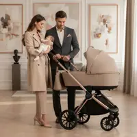 Carucior 2 in 1 Adamex Bianco Deluxe Collection cu suspensii, maner reglabil, certificat EN18882022 pana la 22 kg, Champagne Latte