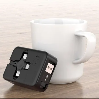 Set 2 x Cablu retractabil de incarcare, compatibil Apple, Android, USB C