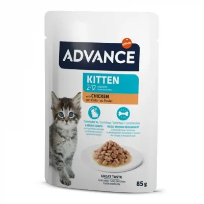 Hrana umeda pentru pisici Advance Kitten cu pui 85 gr