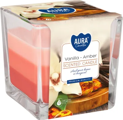 Lumânare parfumată Bispol Aura - Vanilla and Amber, 170 g