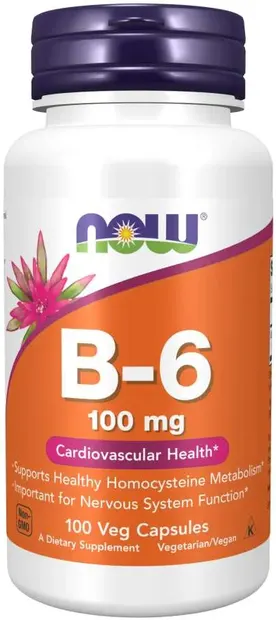 Vitamin B-6, 100 mg, 100 capsule, Now