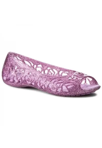 Balerini relaxed fit cu varf decupat si aspect stralucitor Isabella - Mov