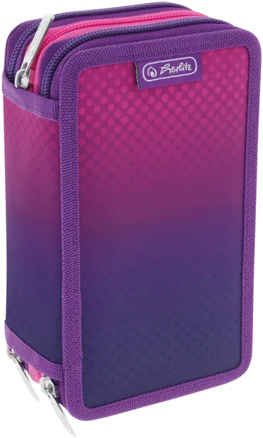 Penar cu rechizite Herlitz - Pink/Purple, 3 fermoare