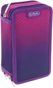 Penar cu rechizite Herlitz - Pink/Purple, 3 fermoare