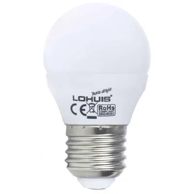 Bec LED LOHUIS ECOLINE, forma glob A45, E27, 5W, 30000 ore, lumina rece