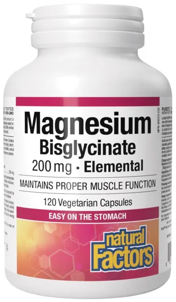 Magnesium Bisglycinate, 200 mg, 120 capsule, Natural Factors