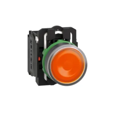 Buton Iluminat Galben Ø 22, Incastrat, cu Revenire cu Arc, 24 V, 1No+1Nc