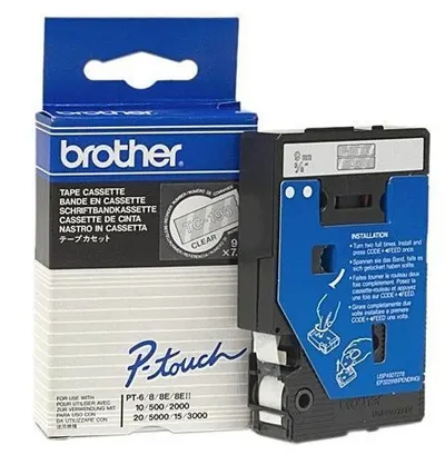 Bandă de etichetare Brother - TC-195, 9 mm, alb/transparent