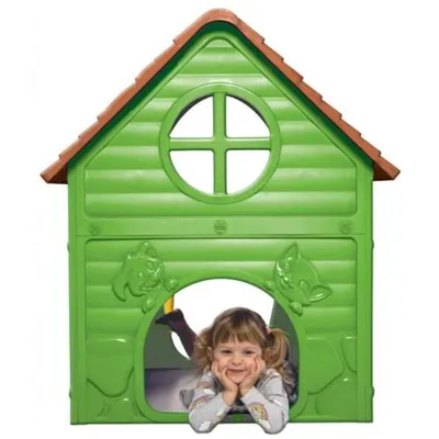 Casuta de gradina pentru copii Dohany My First Playhouse Verde 98x90x106cm, utilizare interiorexterior, usa si ferestre cu deschidere