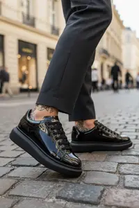 Adidasi barbati casual negri luciosi vip AAA T5