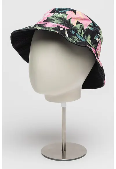 Palarie de bumbac cu imprimeu floral Tiny Honey - Verde/Negru/Roz pal