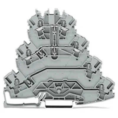 Quadruple-deck rail-mounted terminal block; Rail-mounted terminal block for electric motor wiring; L1 - L2; with marker carrier; for DIN-rail 35 x 15 and 35 x 7.5; 2.5 mm²; Push-in CAGE CLAMP®; 2,50 mm²; gray