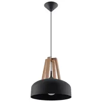 Lampa suspendata CASCO negru/lemn natural