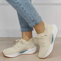 Sneakers bej tip soseta cu platforma 7561 M4