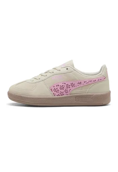 Pantofi sport PaPalermo Eternal Bloom Jr de piele intoarsa - Roz pastel/Bej