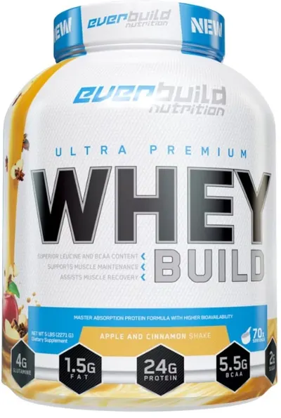 Ultra Premium Whey Build, plăcintă cu mere și scorțișoară, 2.27 kg, Everbuild