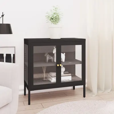 vidaXL Servantă, negru, 70x35x70 cm, oțel și sticlă