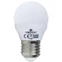 Bec LED HEPOL ECOLINE, forma glob A45, E27, 5W, 30000 ore, lumina calda