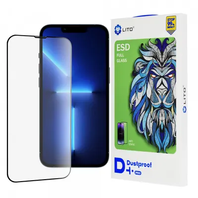 Folie de protectie Ecran Lito D+ Pro Dustproof pentru Apple iPhone 14 Plus / 13 Pro Max, Sticla Securizata, Full Glue, Neagra