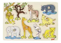 Puzzle din lemn cu manere Goki - Animale din Africa