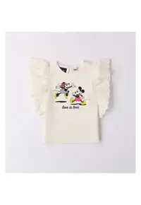 Tricou cu imprimeu Minnie si Mickey Mouse pentru fete - 4.8737 - Crem - Crem