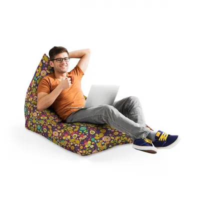 Fotoliu Puf Bean Bag tip Lounge Hippie flowers