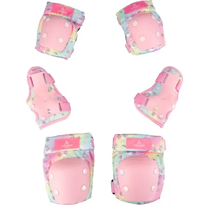 Set protectii cu genunchiere, cotiere si aparatori incheieturi, Action One Candy, Roz