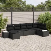 Gossi set de canapea de gradina 7 piese cu perne negru din poliratan