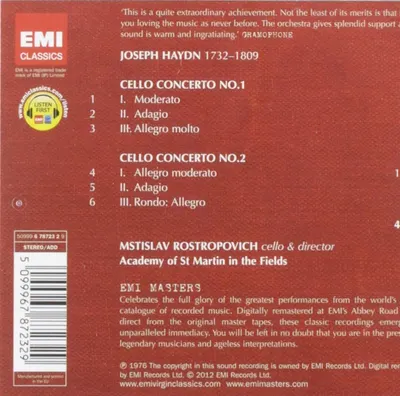 Haydn: Cello Concertos | Franz Joseph Haydn, Mstislav Rostropovich, Academy of St Martin in the Fields