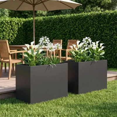 vidaXL Vază pentru Grădină 2 buc. Negru 50 x 40 x 50 cm