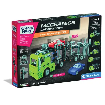 Kit de constructie, Clementoni, Science & Play, Camion cu remorca si masinute, 190 piese