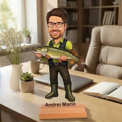 Caricatura pentru Pescar- Statueta Personalizata tip Trofeu