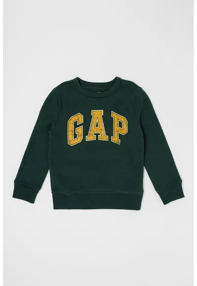 Bluza de trening din amestec de bumbac cu decolteu la baza gatului - Verde inchis/Maro deschis
