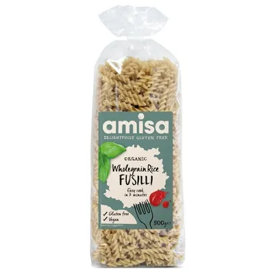 Fusilli din orez integral bio 500g Amisa