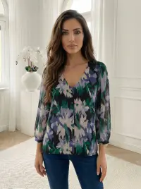 Bluza vaporoasa cu imprimeu abst...