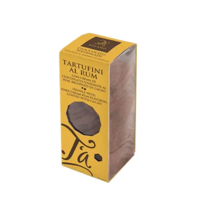 Tartufini cu crema de ciocolata neagra si rom acoperiti cu cacao