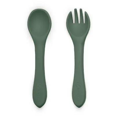 Petite&Mars Take&Match Silicone Cutlery tacâmuri Misty Green 6 m+ 2 buc