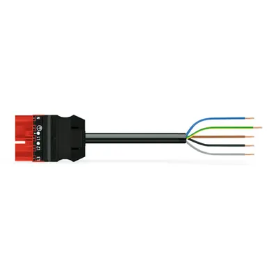 pre-assembled connecting cable; Eca; Plug/open-ended; 5-pole; Cod. P; H05VV-F 5G 1.5 mm²; 1 m; 1,50 mm²; red