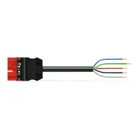 pre-assembled connecting cable; Eca; Plug/open-ended; 5-pole; Cod. P; H05VV-F 5G 1.5 mm²; 1 m; 1,50 mm²; red