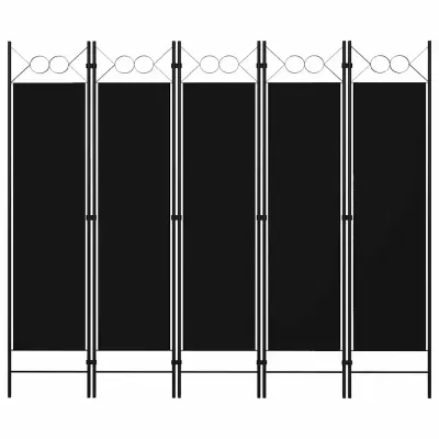 vidaXL Paravan de cameră cu 5 panouri, negru, 200 x 180 cm
