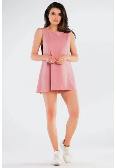 Rochie scurta casual - Roz pudrat