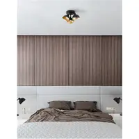 Plafoniera GETI Mat Negru & Auriu Metal LED E14 3x5 Wat 230Volt IP20 Fara bec