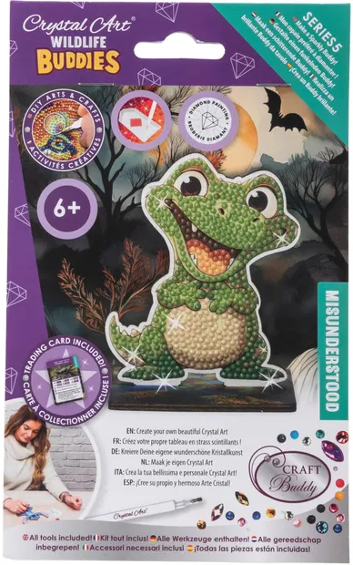 Set de broderie cu diamante Craft Buddy - Crystal Art Buddies: Aligator, 7 piese