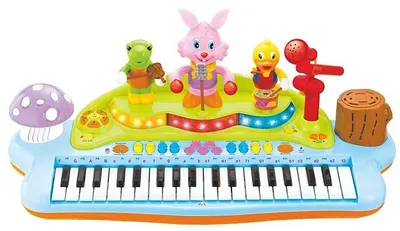 Instrument muzical pentru copii Hola Toys - Pian cu suport, scaun, microfon