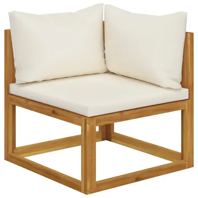 Gossi canapea coltar modular cu perne, alb crem, lemn masiv de acacia