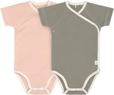 Body pentru copii Lassig - 50-56 cm, 0-2 luni, roz-verde, 2 buc.
