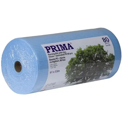 Bavete Stomatologice de Unica Folosinta, Impermeabile, Albastre, cu Legaturi, 61 x 53cm, 80 Bucati/Rola, Prima