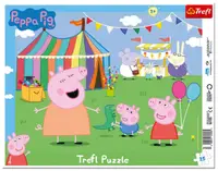 Puzzle în ramă Trefl din 25 piese - Purcelușa Peppa în parcul de distracții